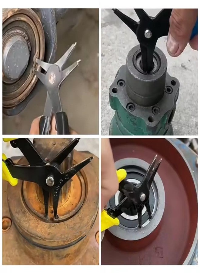 MECRAAF كماشة حلقات تثبيت متعددة الوظائف 2 في 1 من MECRAAF®، تُستخدم لتركيب وإزالة وإعادة تجميع حلقات التثبيت الخارجية والداخلية | كماشة حلقات تثبيت ثنائية الغرض | كماشة حلقات قفل مستقيمة - Image 3